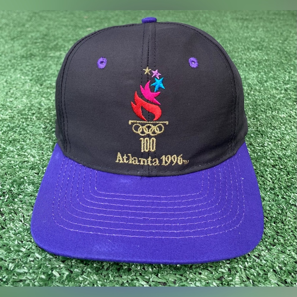 Vintage 1996 Atlanta Olympics Embroidered Logo Black Purple Snapback Hat